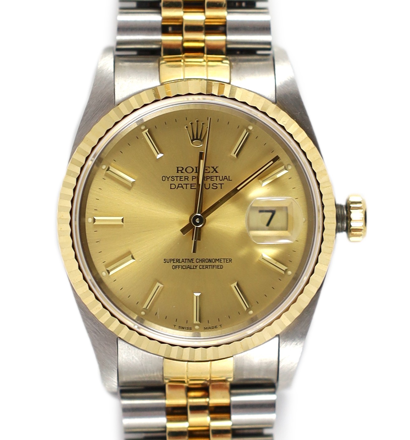 A gentleman's early 1990's steel and gold Rolex Oyster Perpetual Datejust wrist watch, on a steel and gold Rolex bracelet